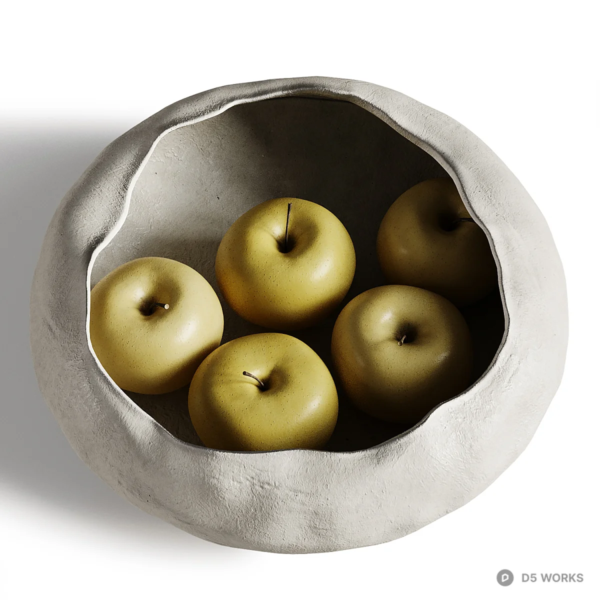 Rustic Ceramic Fruit Bowl 3d model thumbnail 2