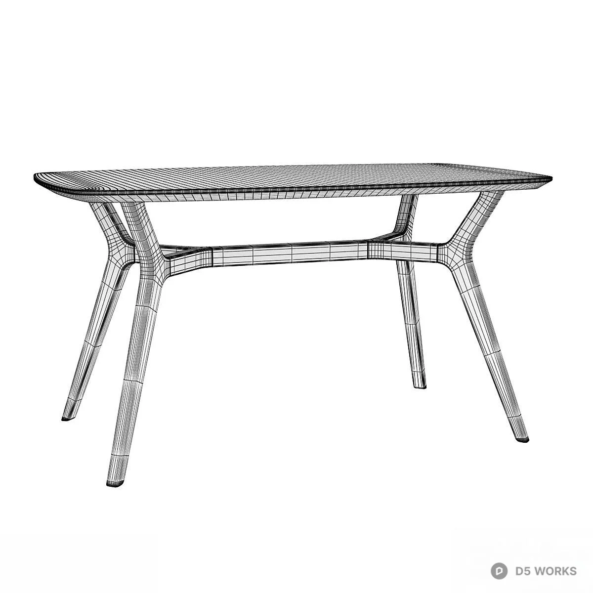Scandinavian Style Wooden Top Dining Table 3d model thumbnail 2
