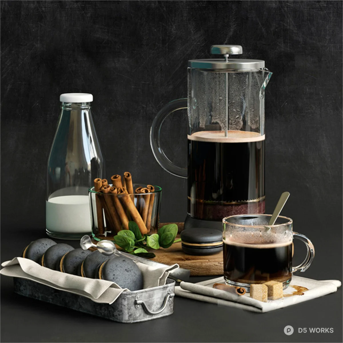 Coffee And Pastry Set 3d model thumbnail 2