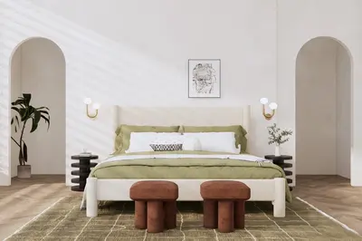 Minimalist Bedroom with Arched Doorways 3d model