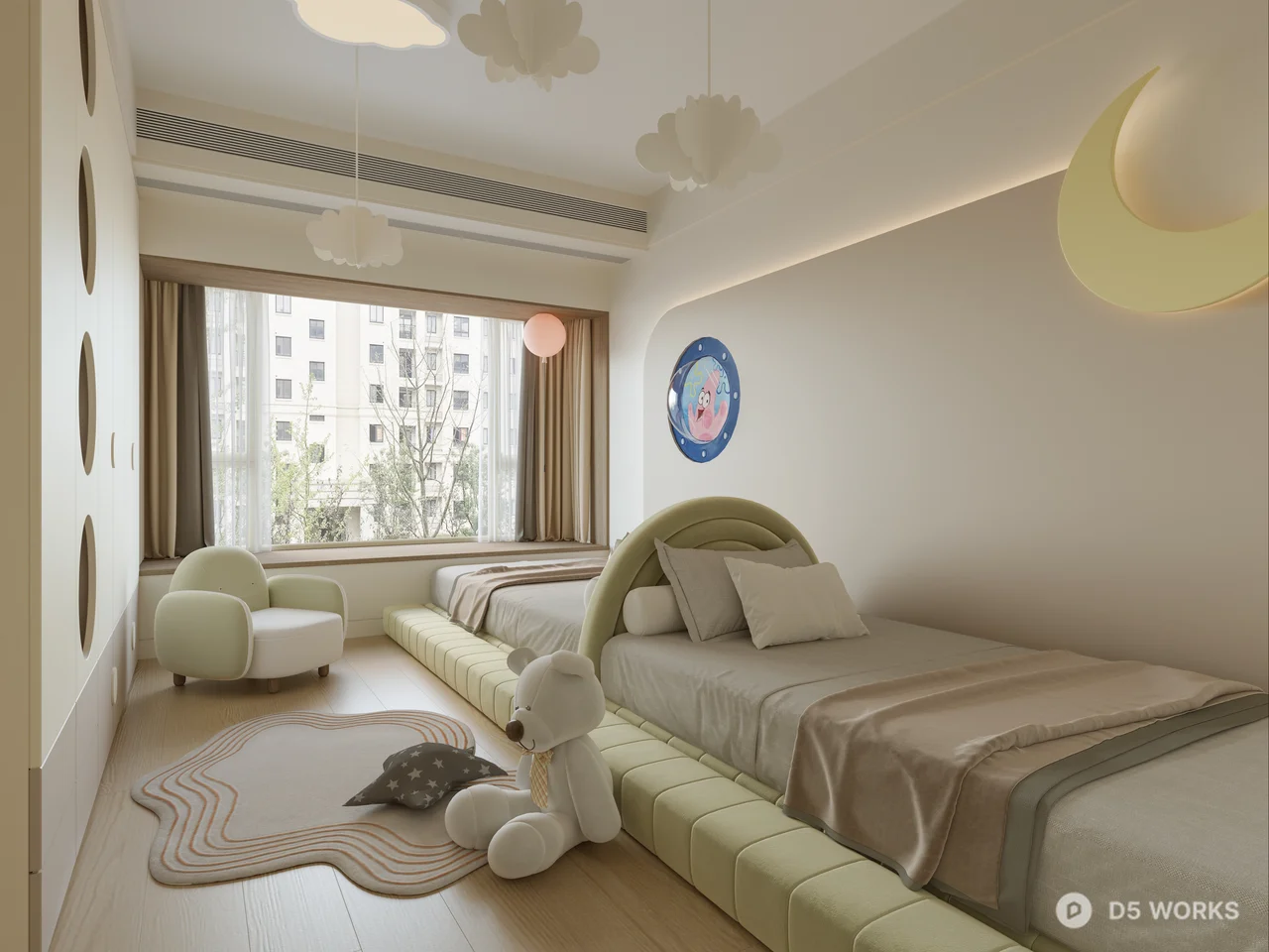 Minimalist Children's Room With Moonlight Theme 3d model thumbnail 2
