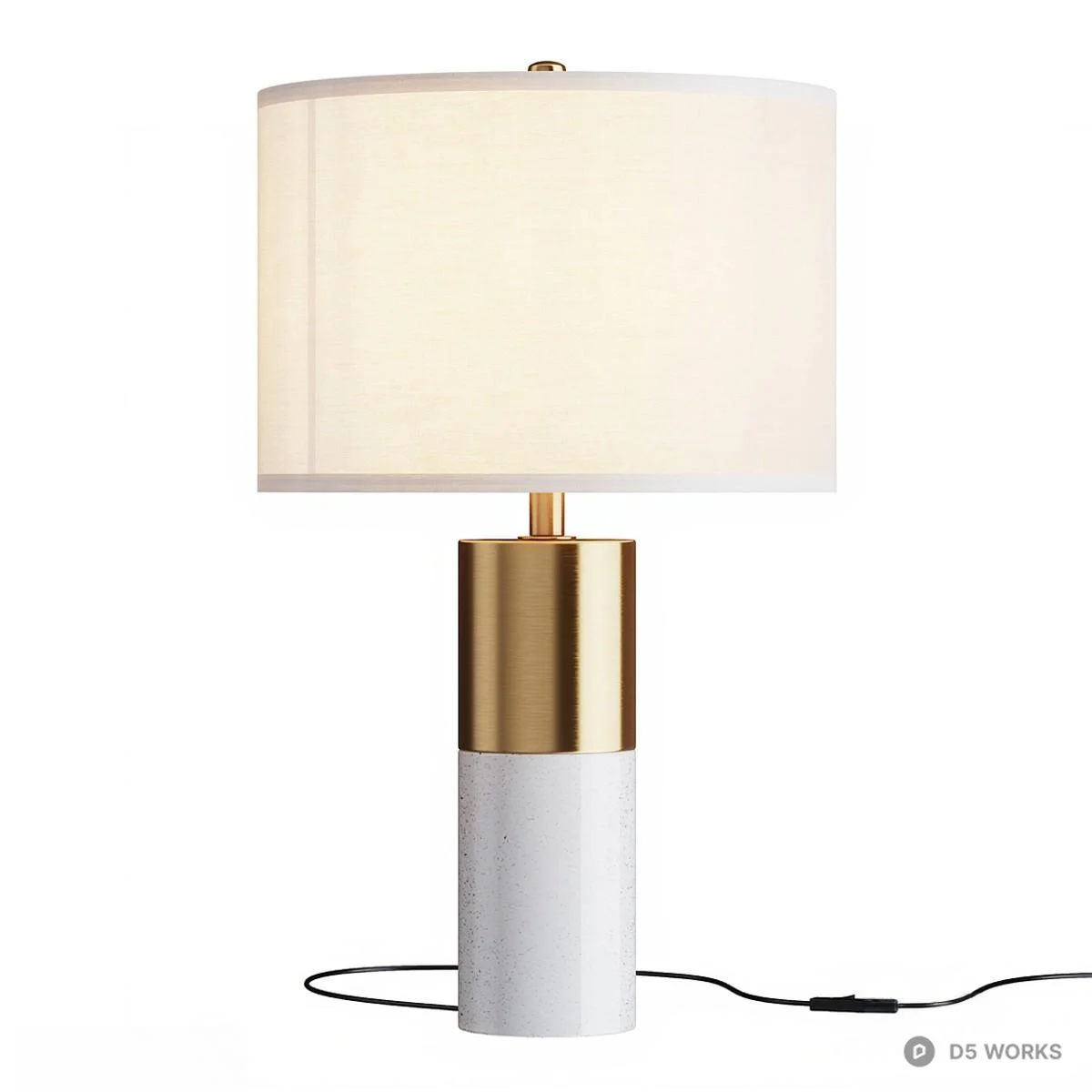 Marble And Brass Table Lamp 3d model - Image 1