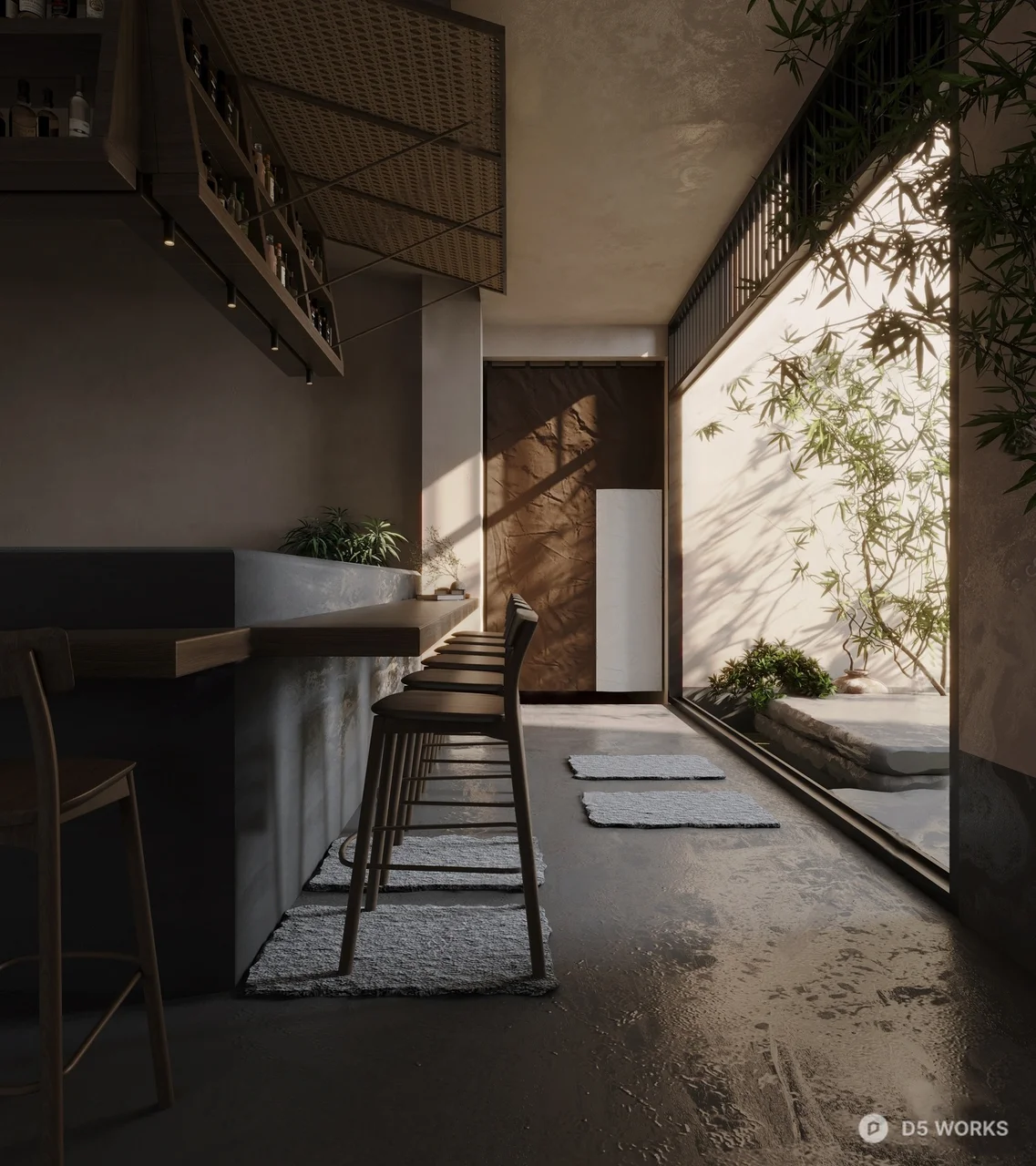 Minimalist Japanese Restaurant Corridor 3d model - Image 1