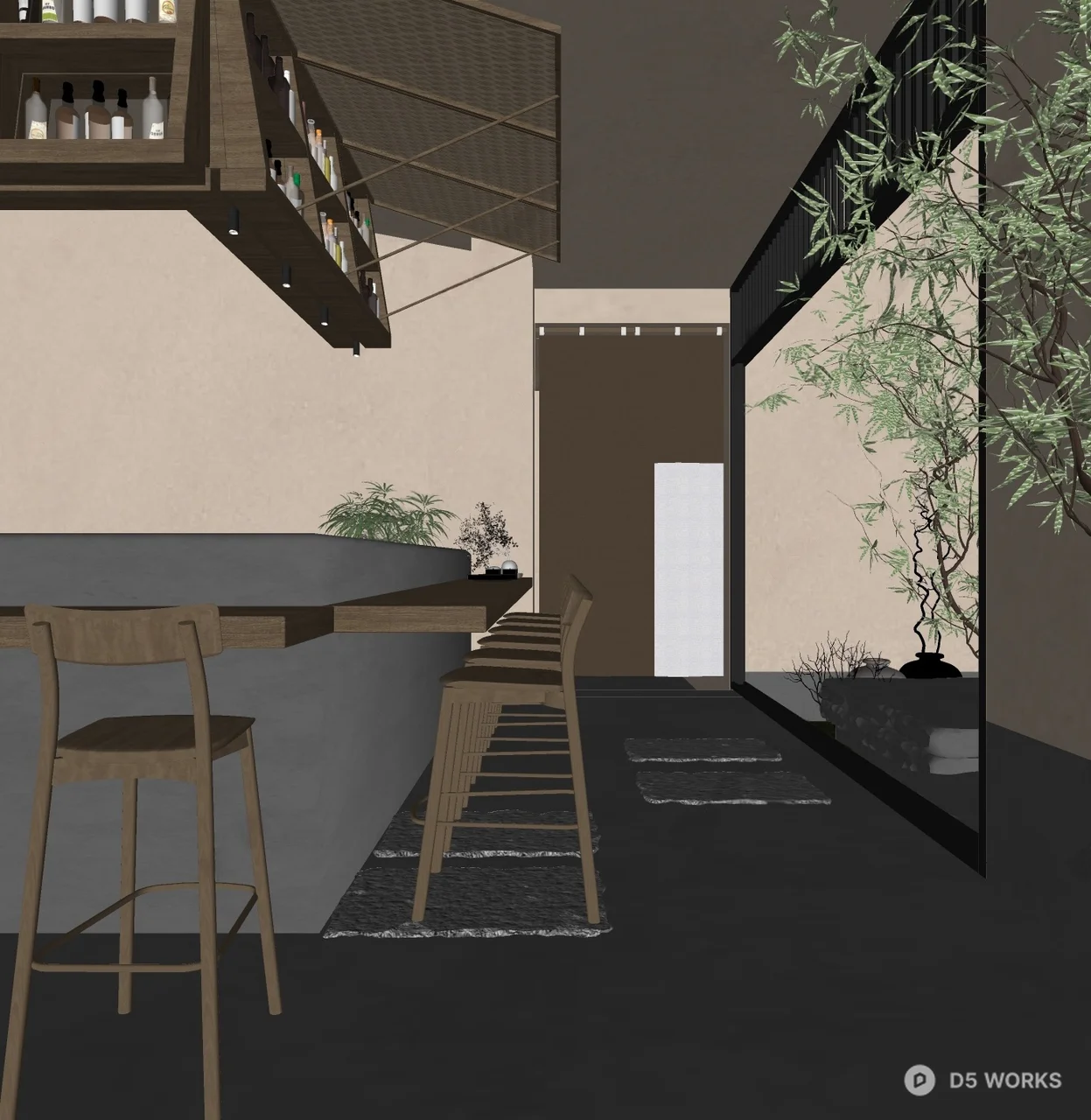 Minimalist Japanese Restaurant Corridor 3d model thumbnail 2