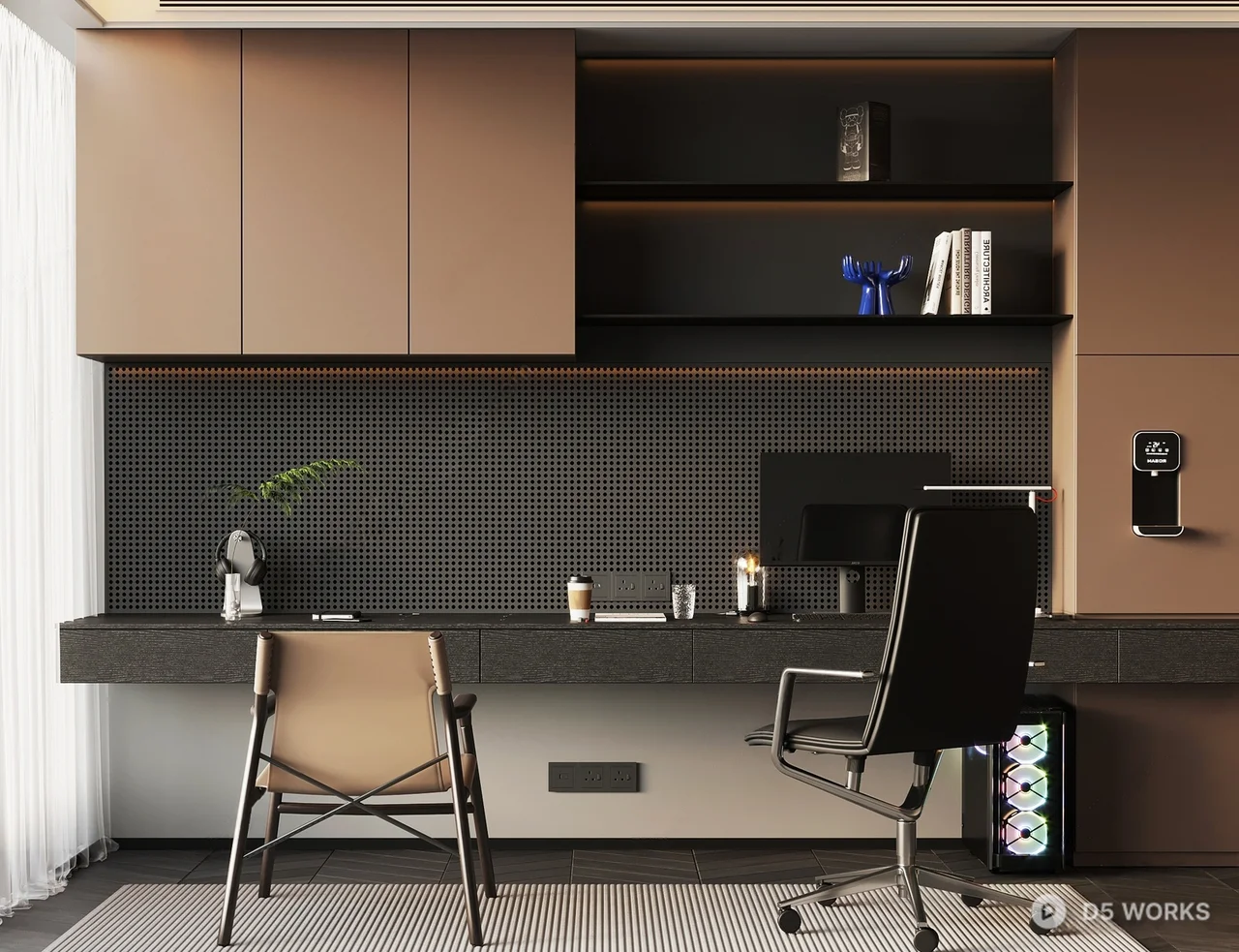 Modern Minimalist Study Room with Integrated Storage 3d model - Image 1