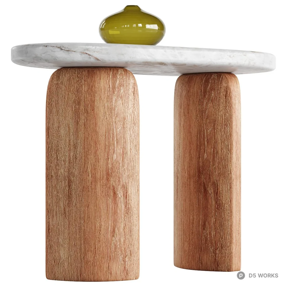 Marble Top Wooden Leg Side Table 3d model - Image 1