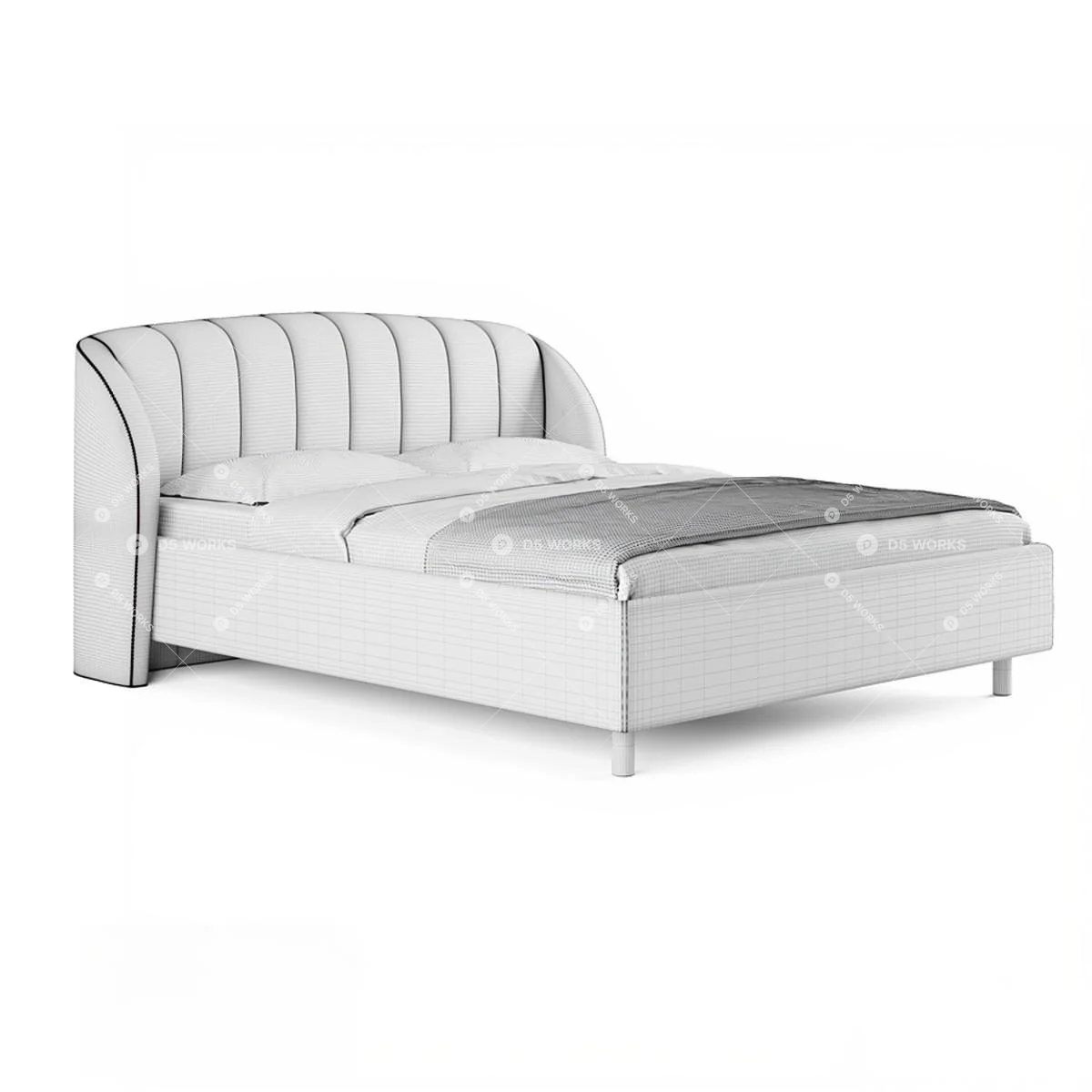 Modern Double Bed 3d model thumbnail 3