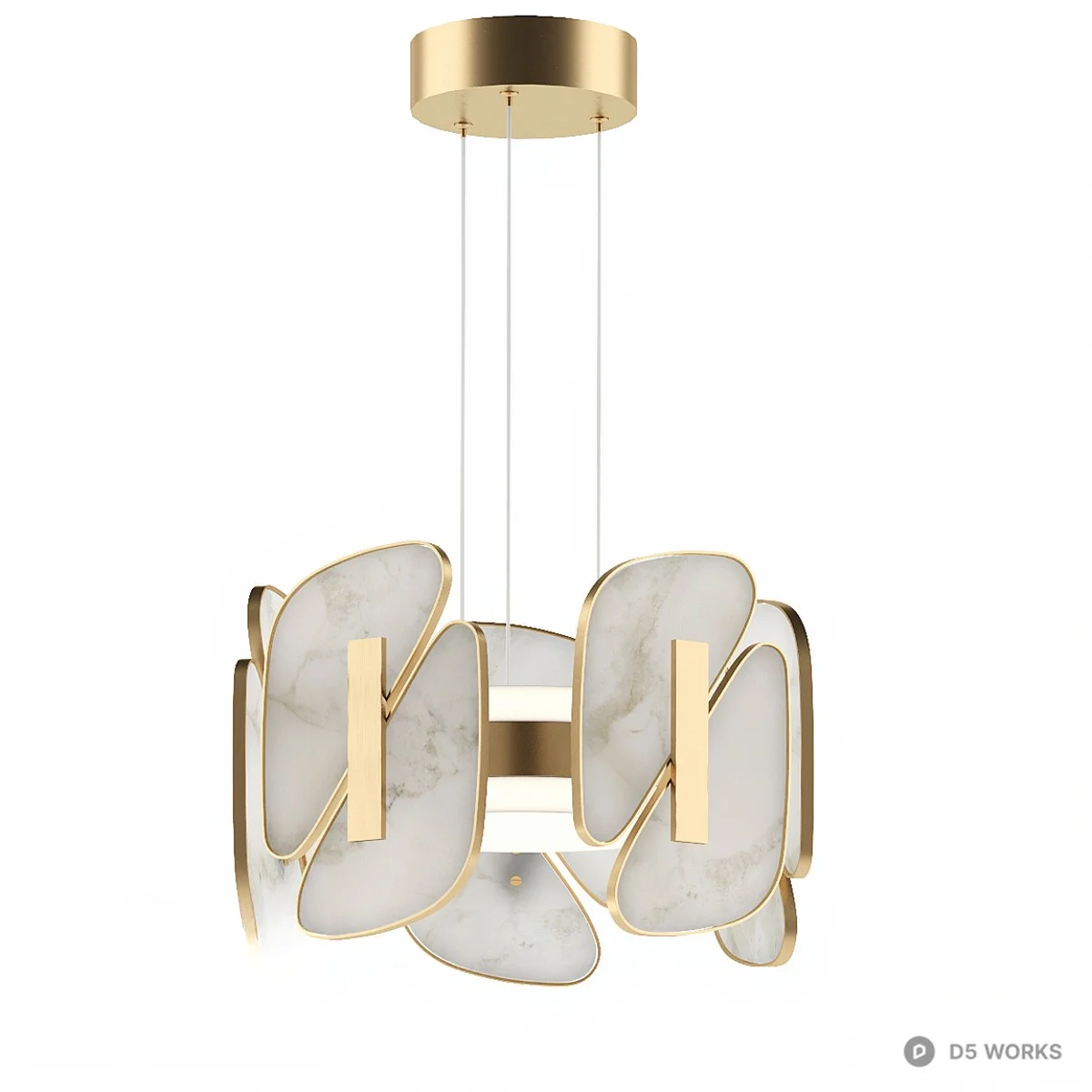 Marble And Brass Pendant Light 3d model - Image 1