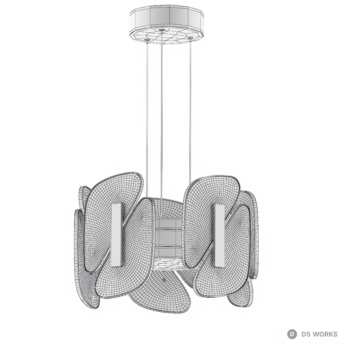 Marble And Brass Pendant Light 3d model thumbnail 2