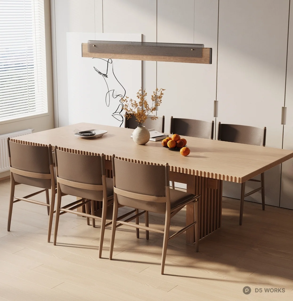 Minimalist Dining Table And Chairs 3d model - Image 1