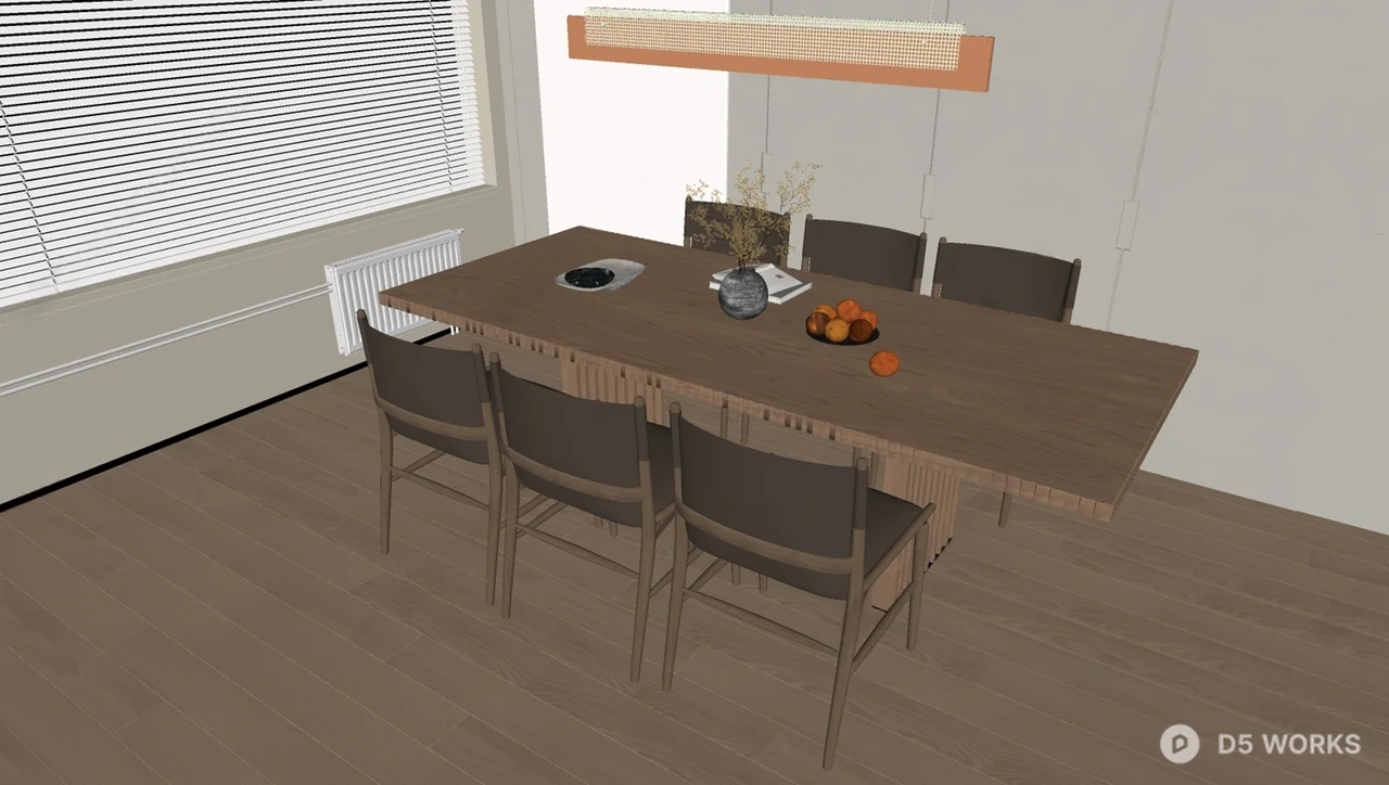 Minimalist Dining Table And Chairs 3d model thumbnail 2