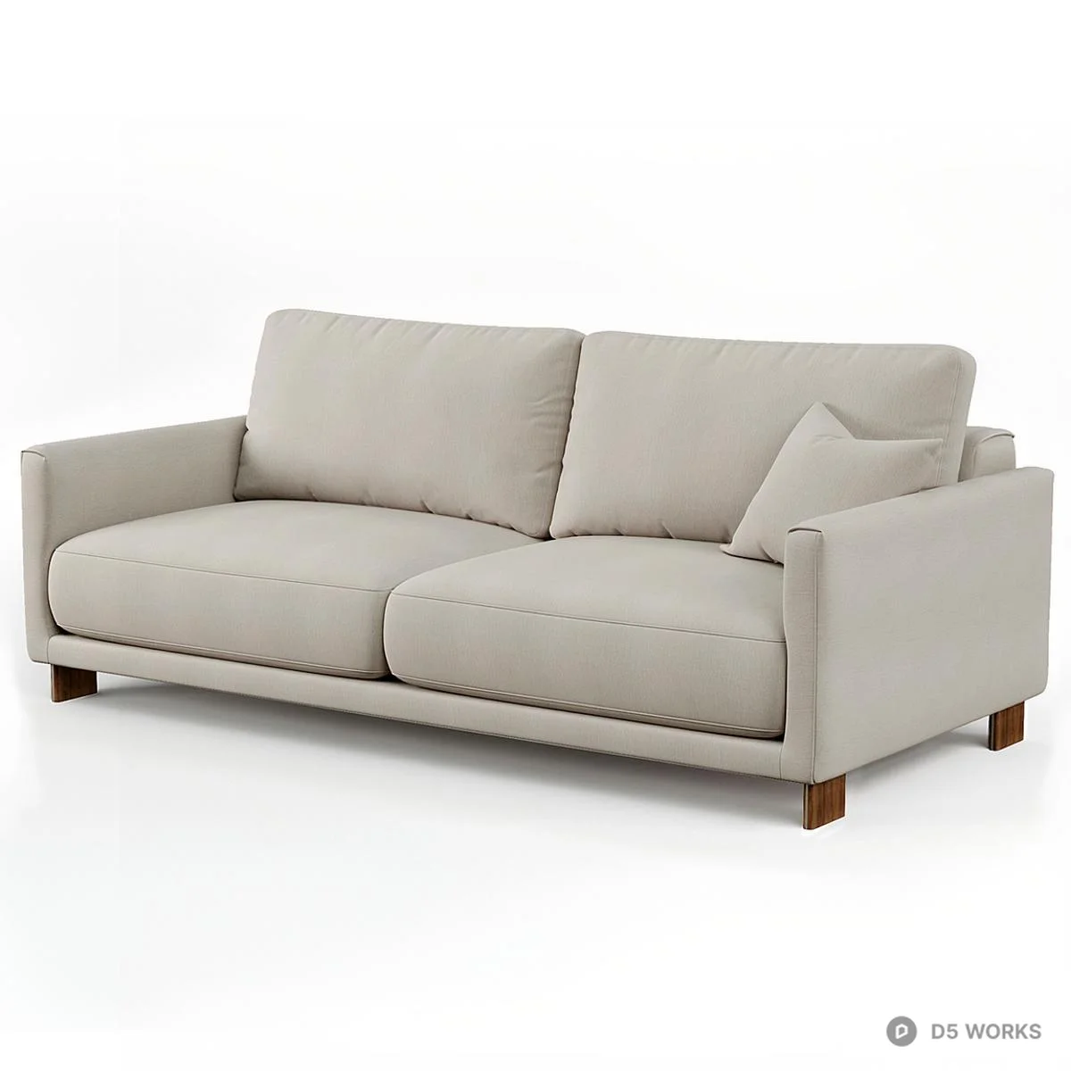 Minimalist Fabric Two-Seater Sofa 3d model thumbnail 2