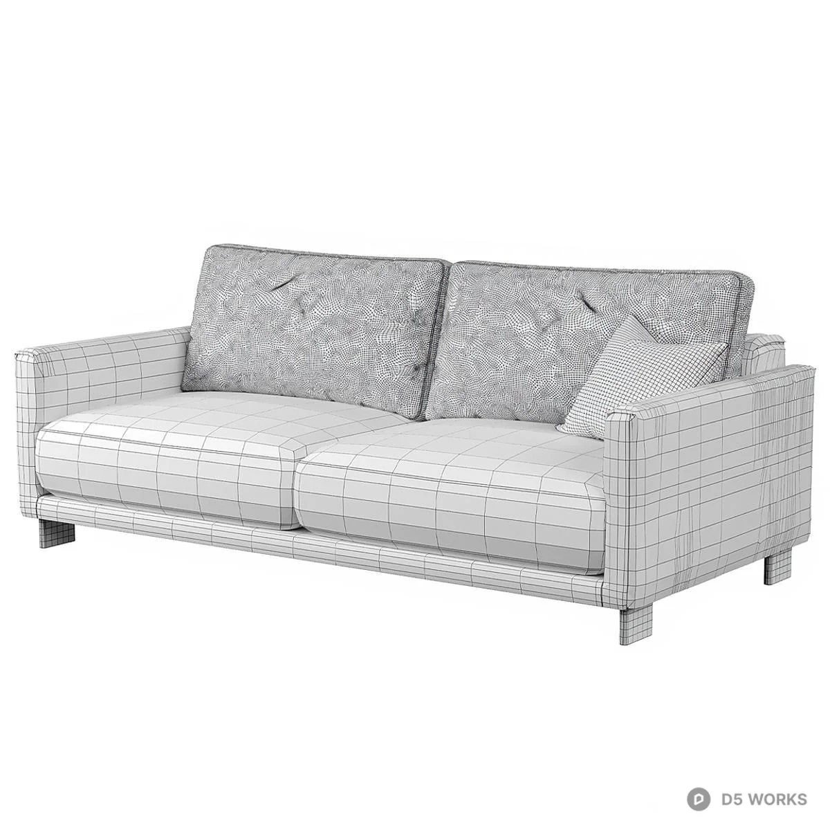 Minimalist Fabric Two-Seater Sofa 3d model thumbnail 3