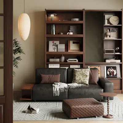 Minimalist Bedroom with Art Accent Wall 3d model