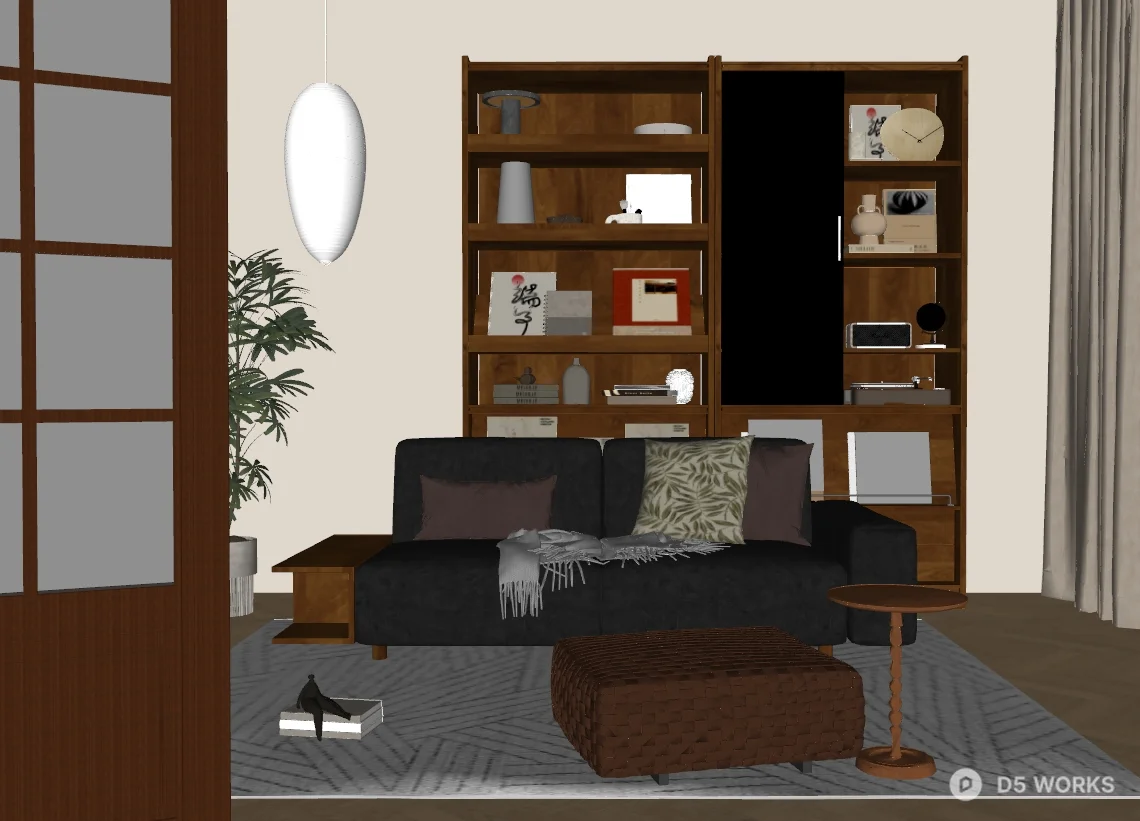 Minimalist Bedroom with Art Accent Wall 3d model thumbnail 2