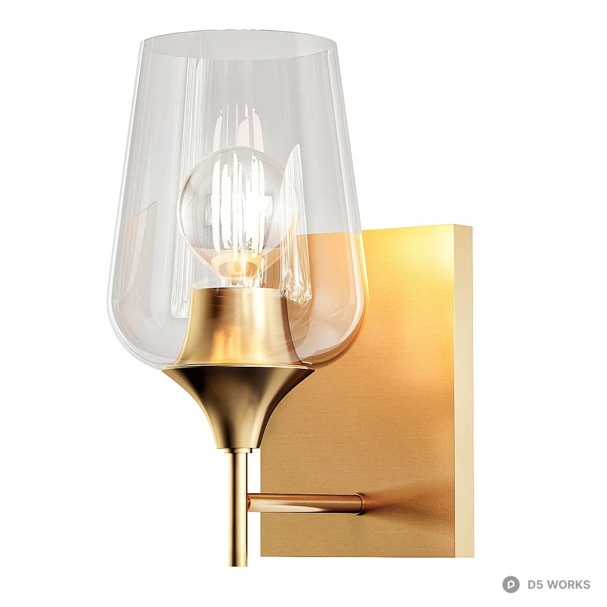 Brass Base Glass Shade Wall Lamp 3d model - Image 1