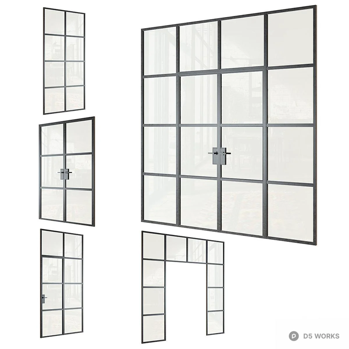 Industrial Style Double Door 3d model - Image 1