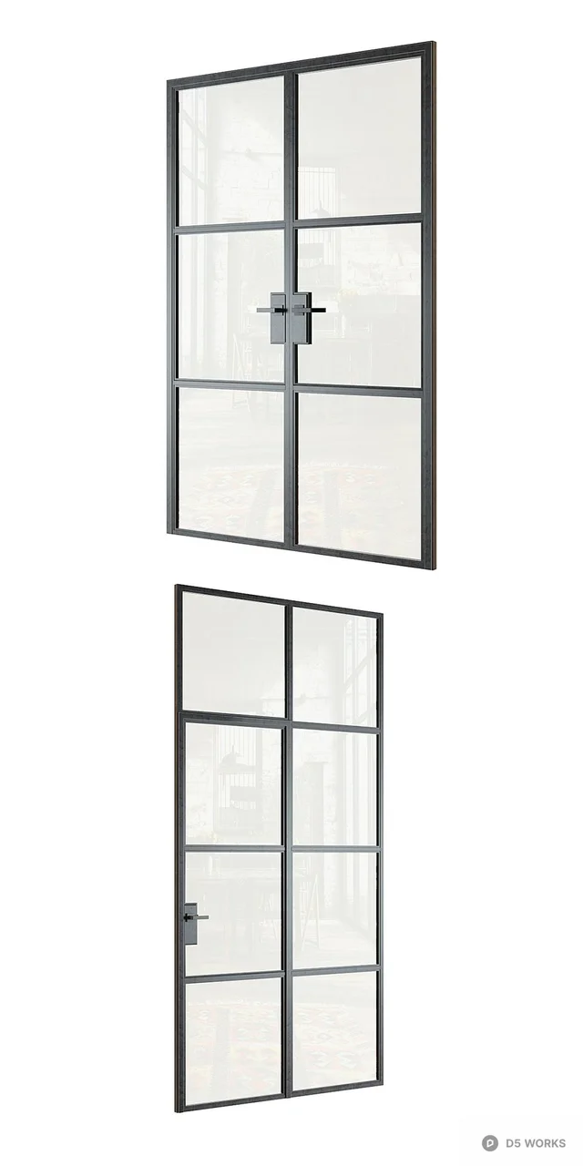 Industrial Style Double Door 3d model thumbnail 2