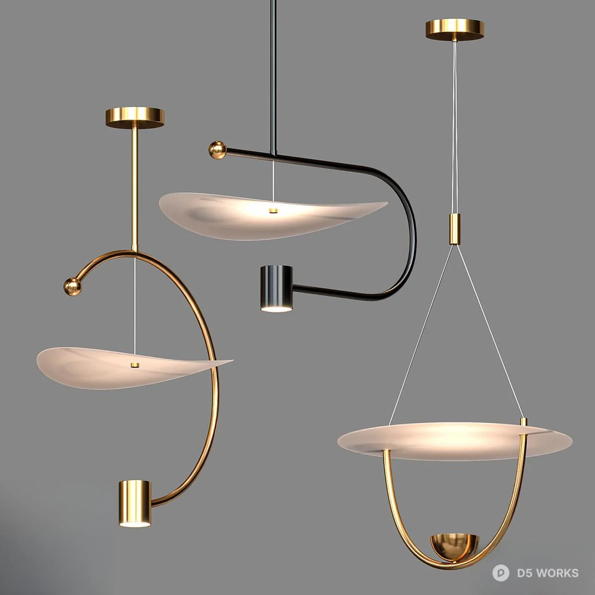 Modern Sculptural Pendant Lights 3d model - Image 1
