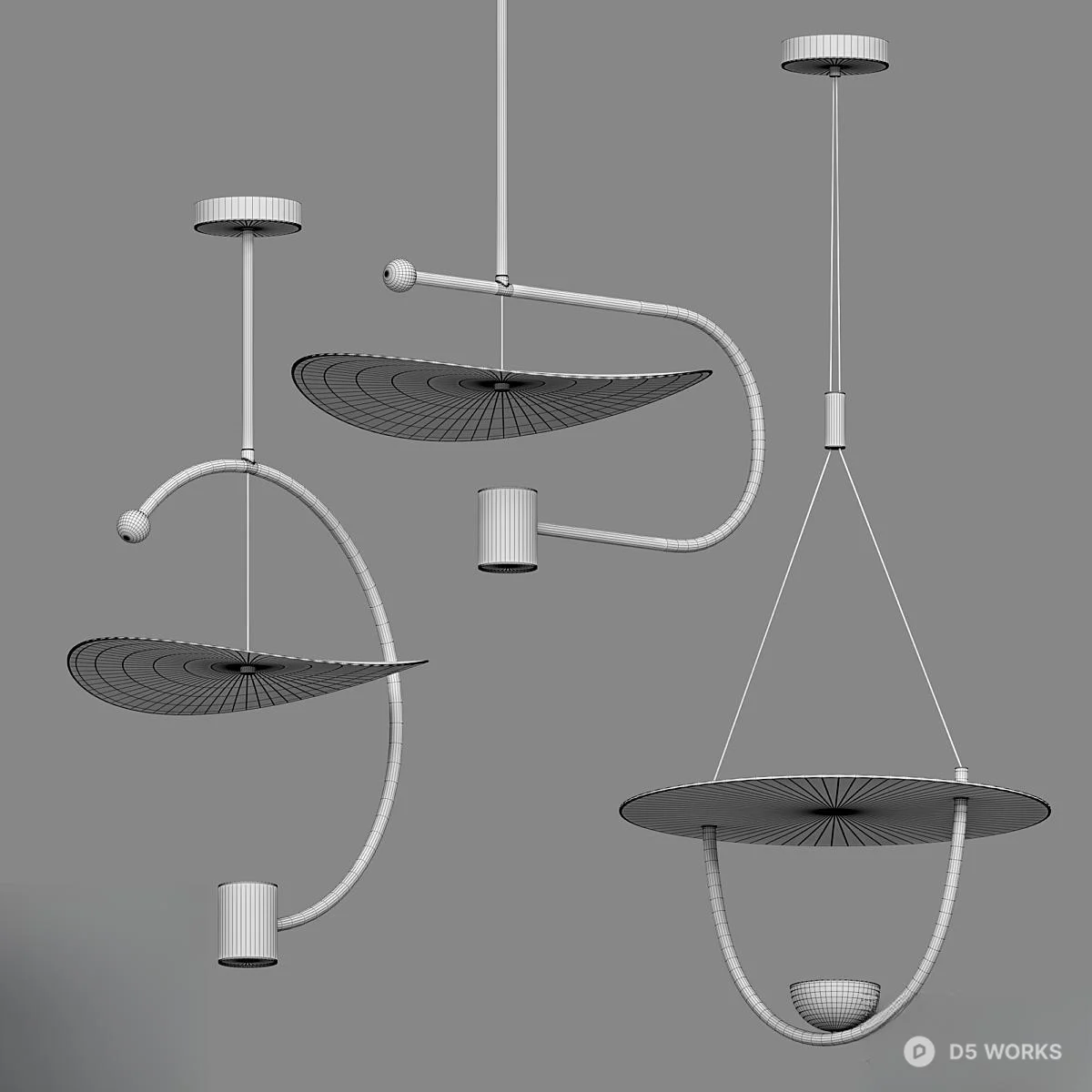 Modern Sculptural Pendant Lights 3d model thumbnail 2