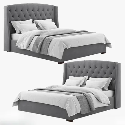 Tufted Upholstered Double Bed 3d model