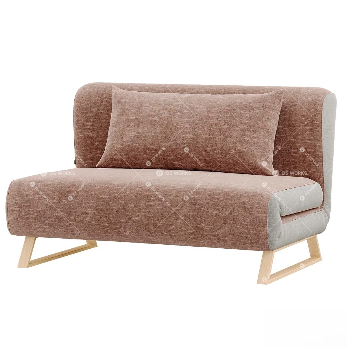 Minimalist Velvet Two Seater Sofa 3d model thumbnail 4