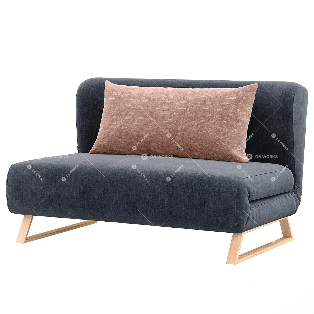 Minimalist Velvet Two Seater Sofa 3d model thumbnail 2