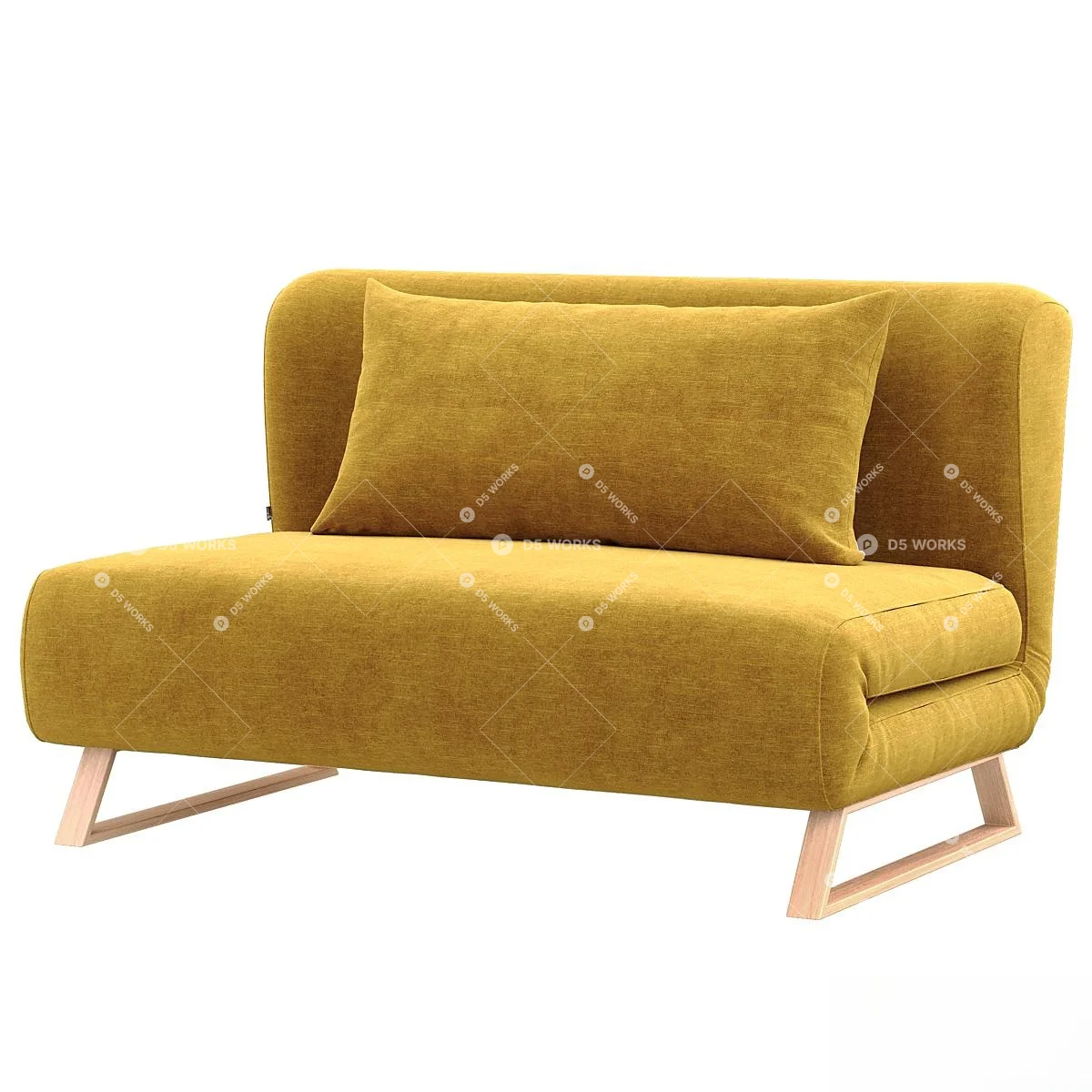 Minimalist Velvet Two Seater Sofa 3d model thumbnail 5