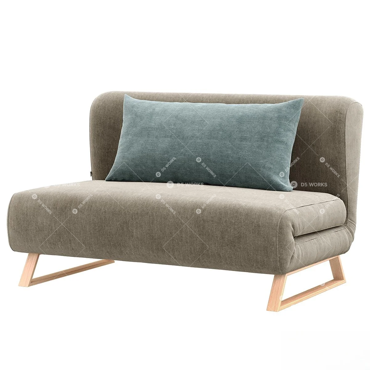 Minimalist Velvet Two Seater Sofa 3d model - Image 1