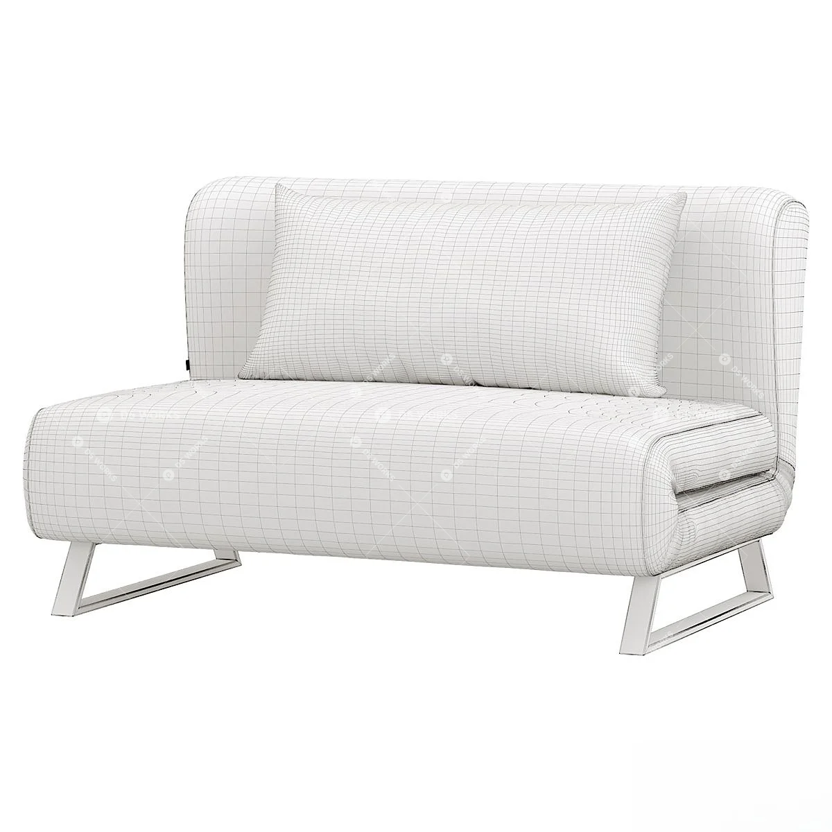 Minimalist Velvet Two Seater Sofa 3d model thumbnail 7