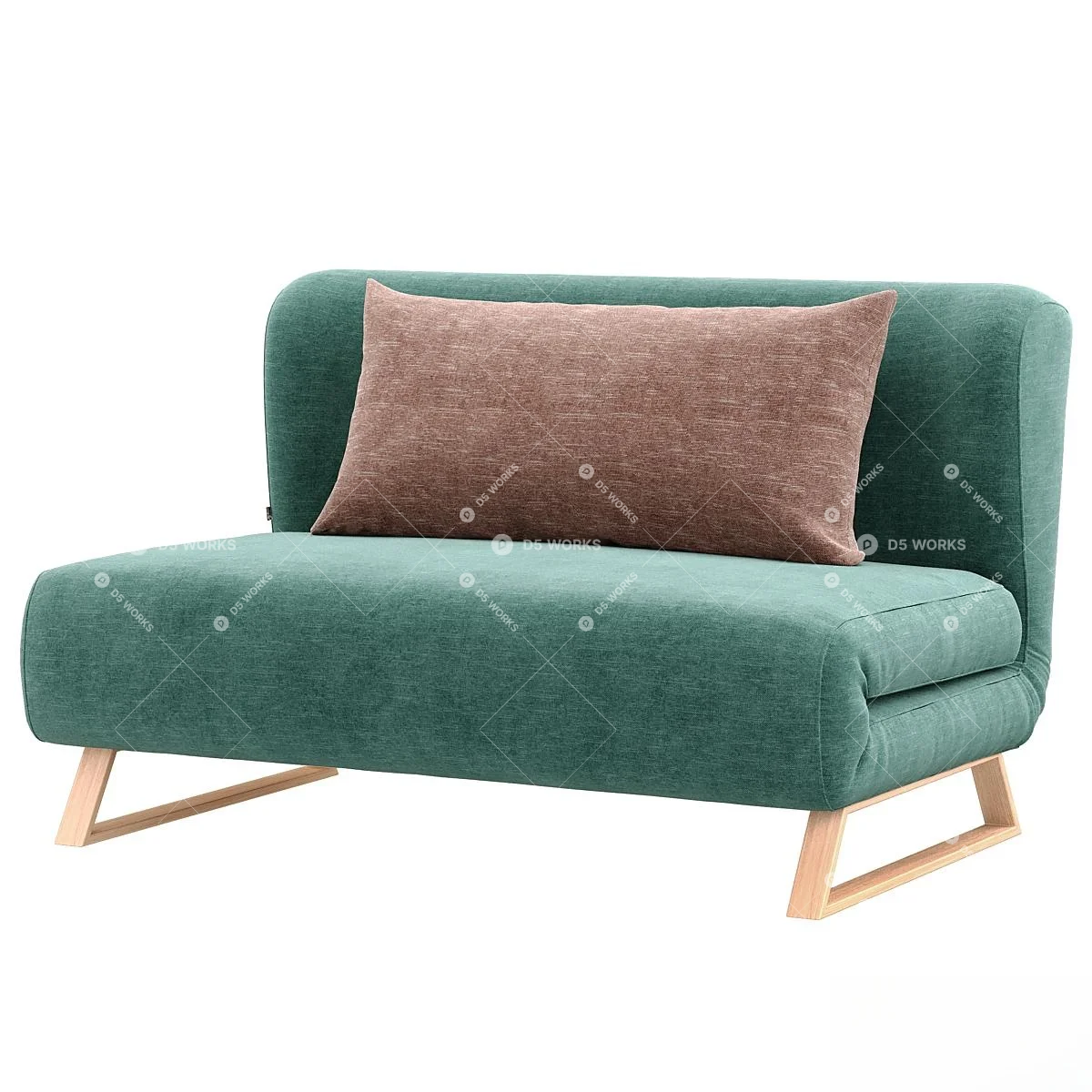 Minimalist Velvet Two Seater Sofa 3d model thumbnail 3