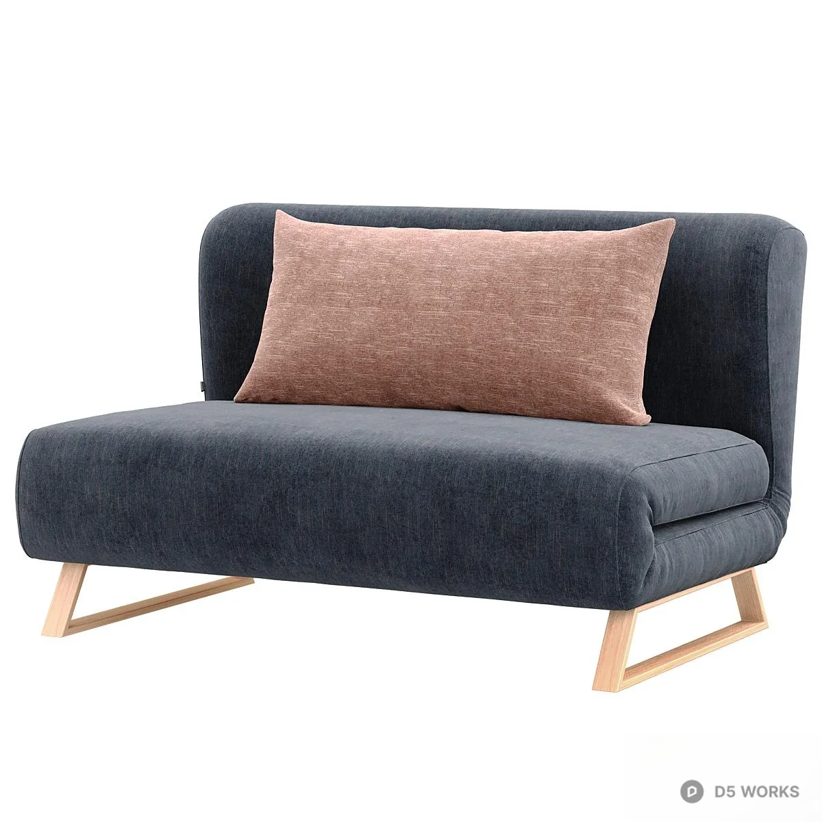 Minimalist Velvet Two Seater Sofa 3d model thumbnail 2