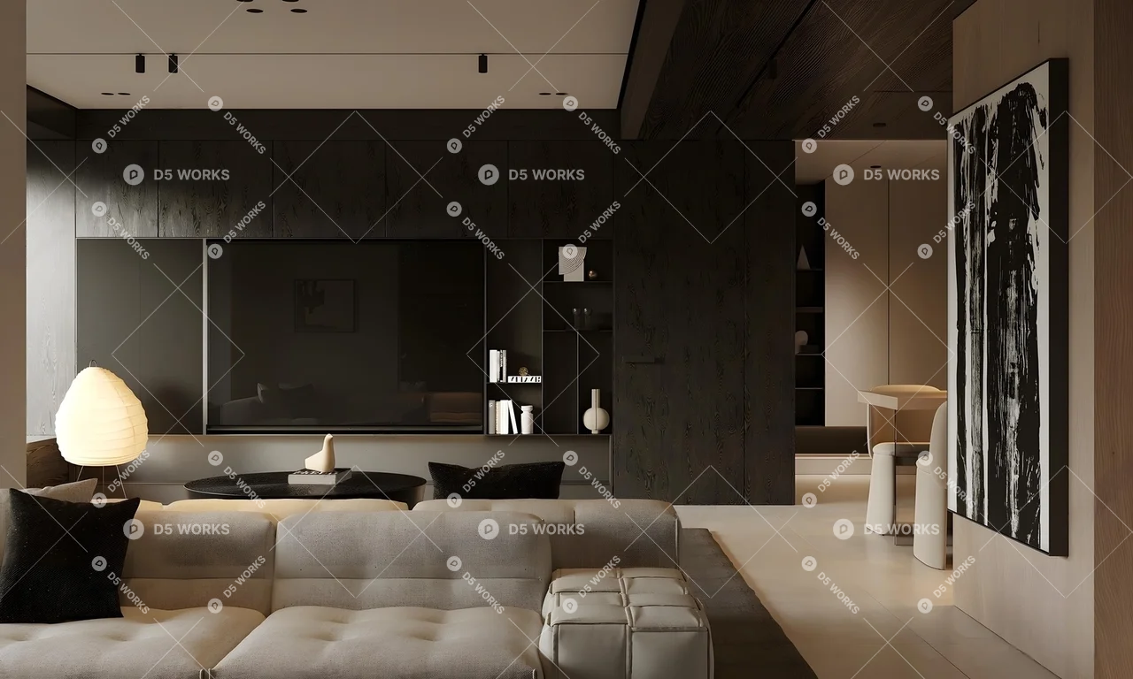 Modern Home Living Room 3d model thumbnail 3