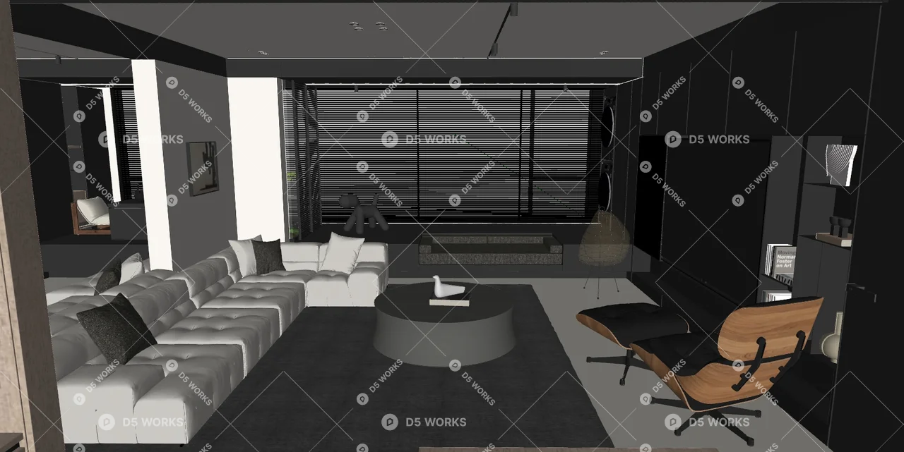 Modern Home Living Room 3d model thumbnail 2