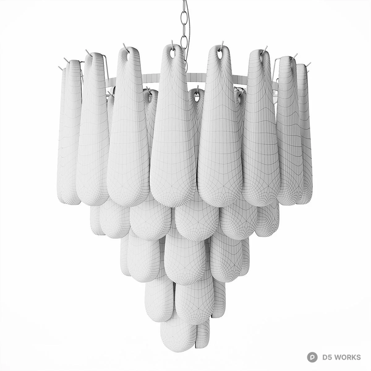 Frosted Glass Cascade Chandelier 3d model thumbnail 2