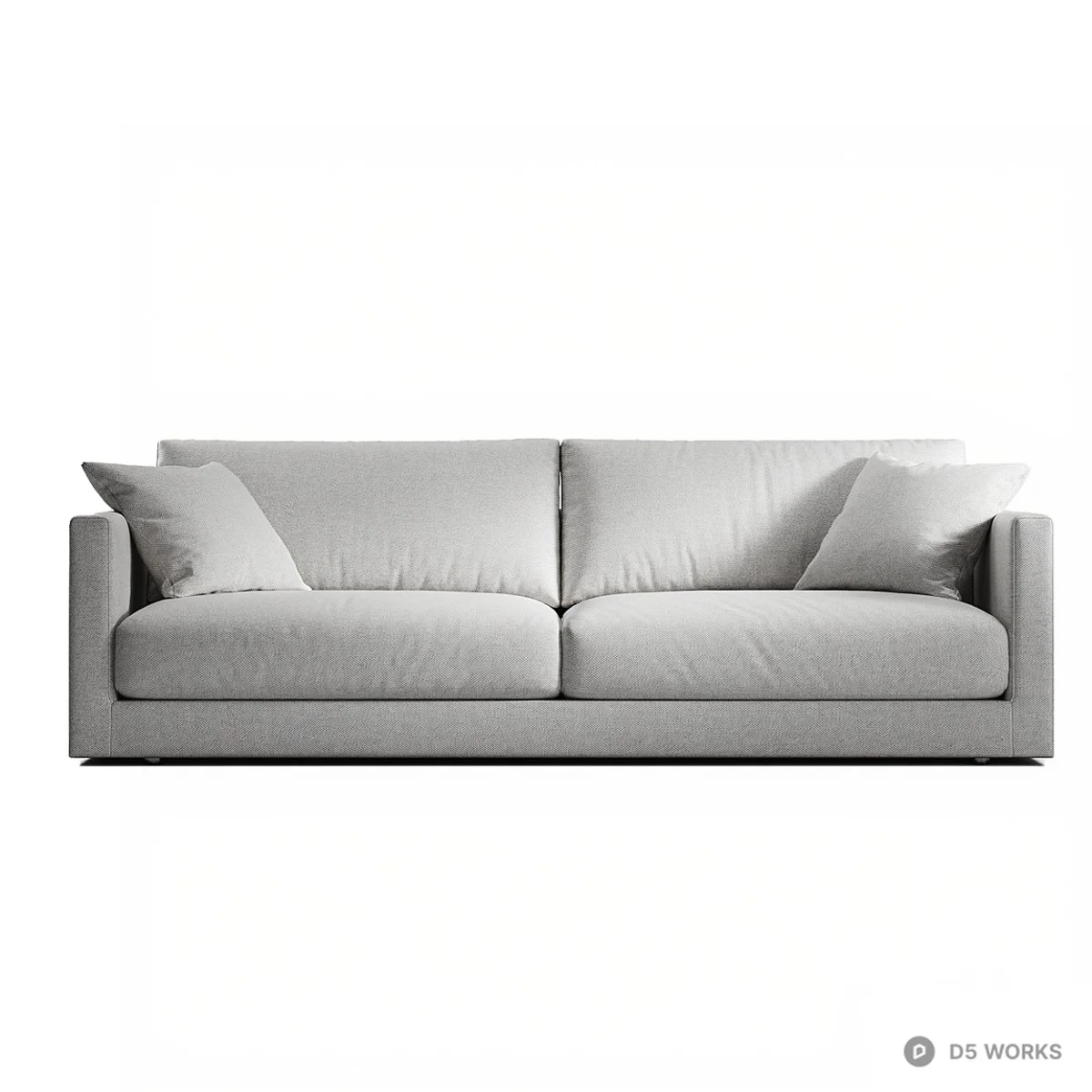 Minimalist Fabric Three-Seater Sofa 3d model thumbnail 2