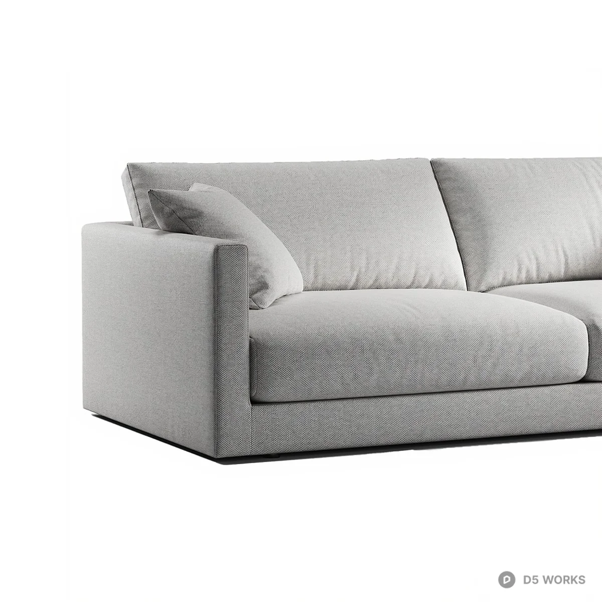 Minimalist Fabric Three-Seater Sofa 3d model thumbnail 3