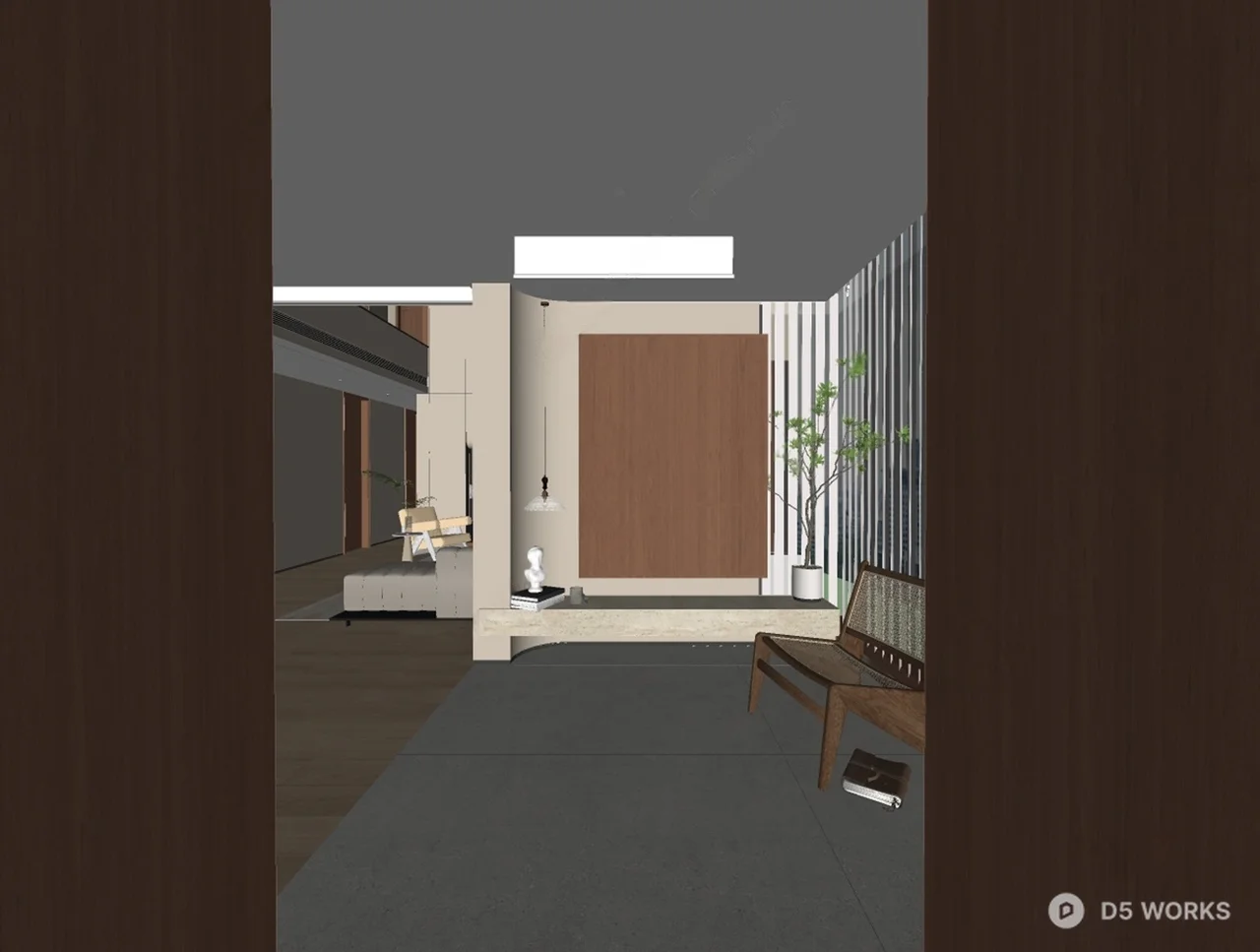 Minimalist Entryway With Wooden Cabinetry 3d model thumbnail 2