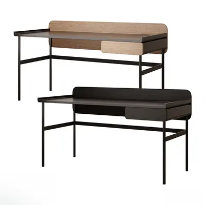 Minimalist Wood And Metal Study Desk 3d model