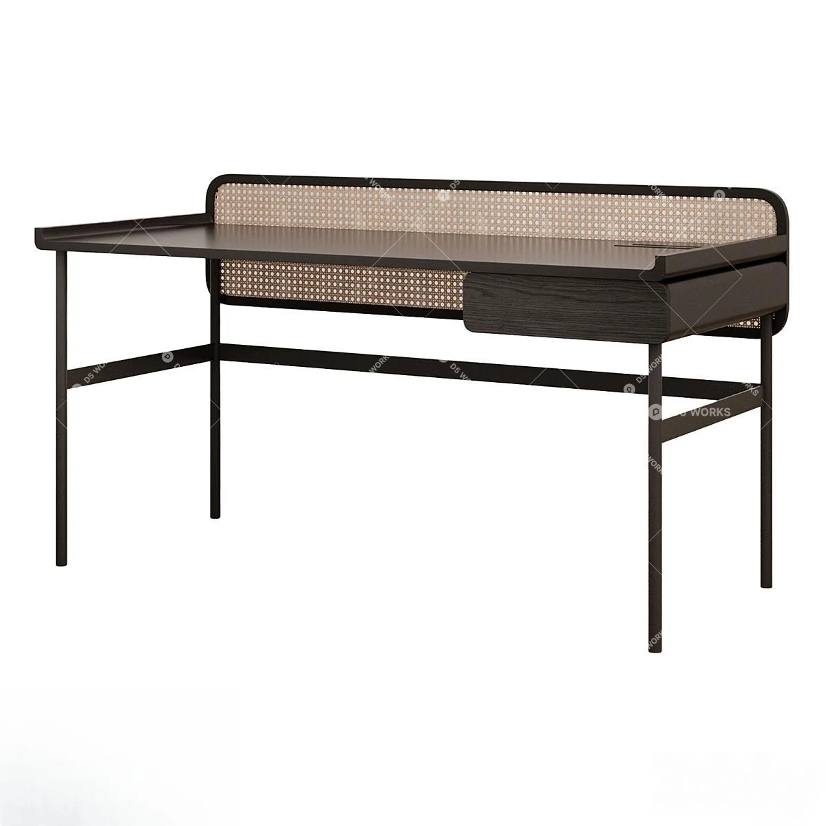 Minimalist Wood And Metal Study Desk 3d model thumbnail 3