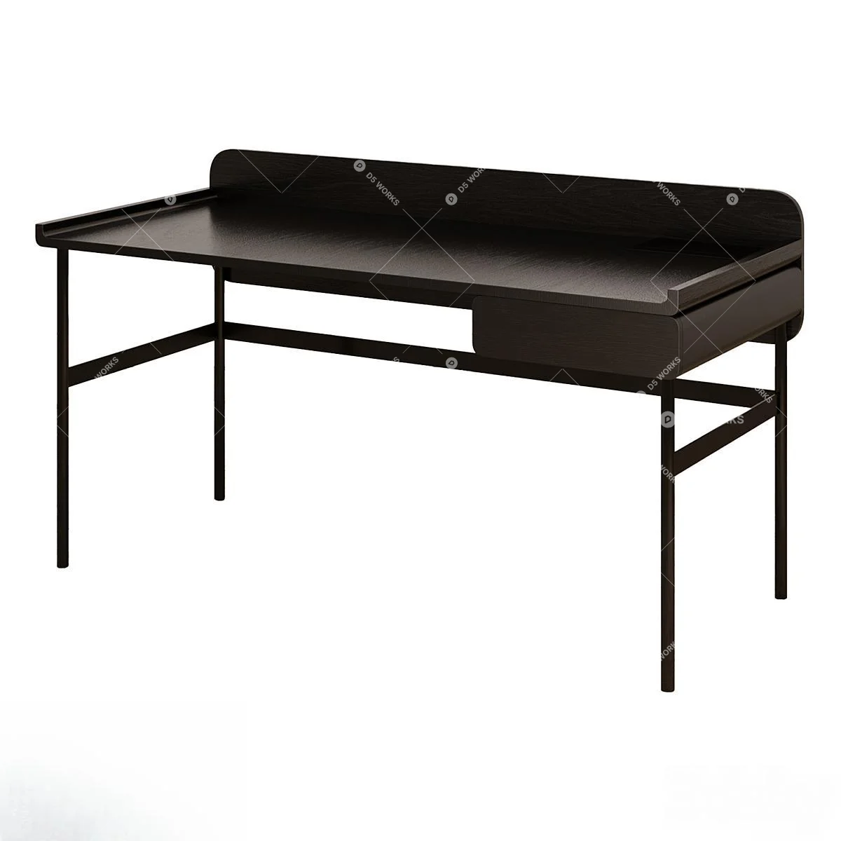 Minimalist Wood And Metal Study Desk 3d model thumbnail 2
