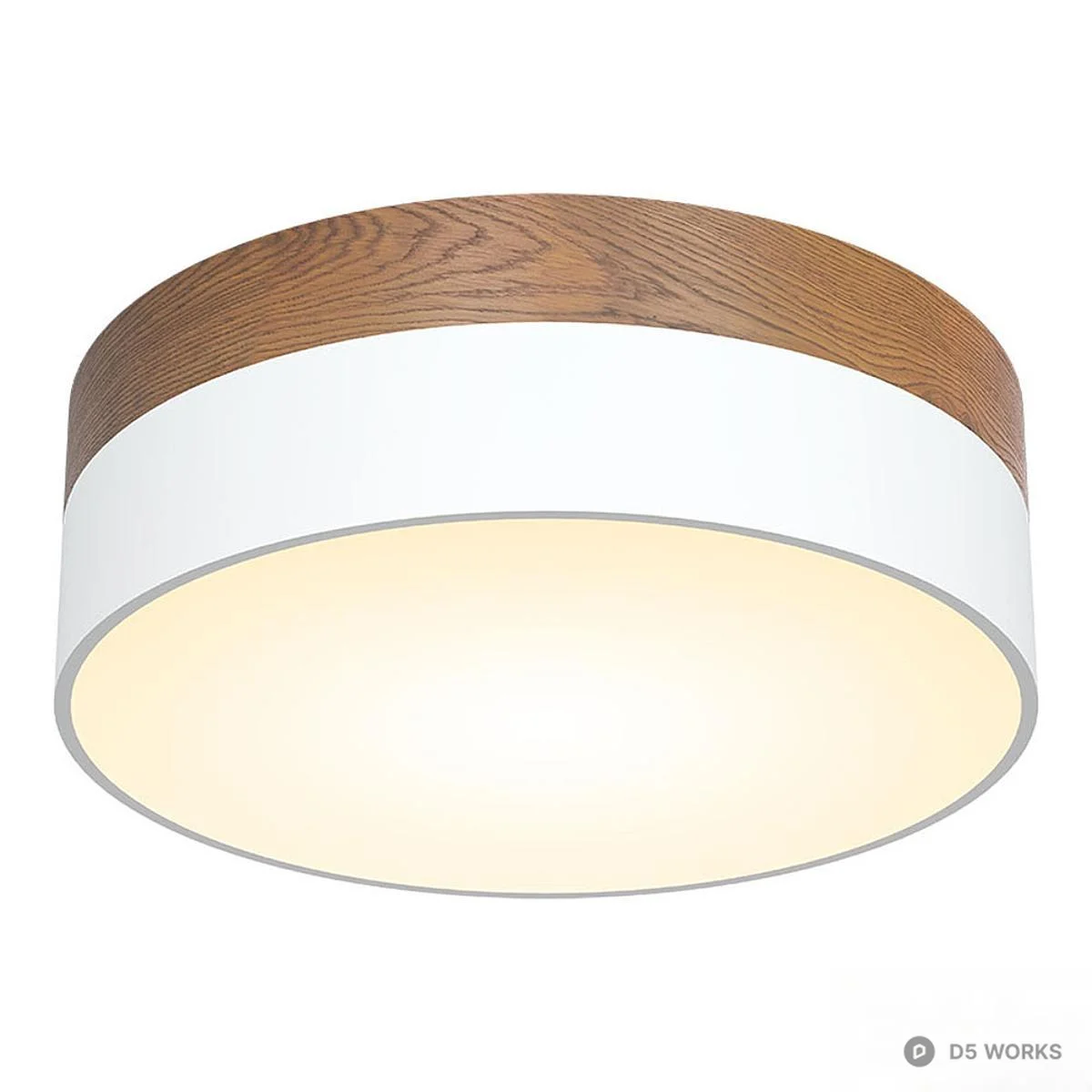 Wood Trim Flush Mount Ceiling Light 3d model thumbnail 5