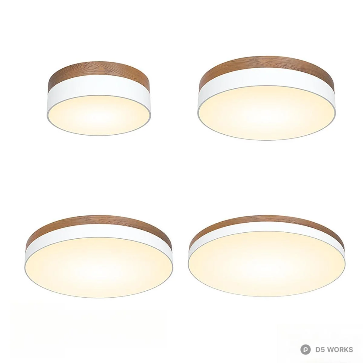 Wood Trim Flush Mount Ceiling Light 3d model - Image 1