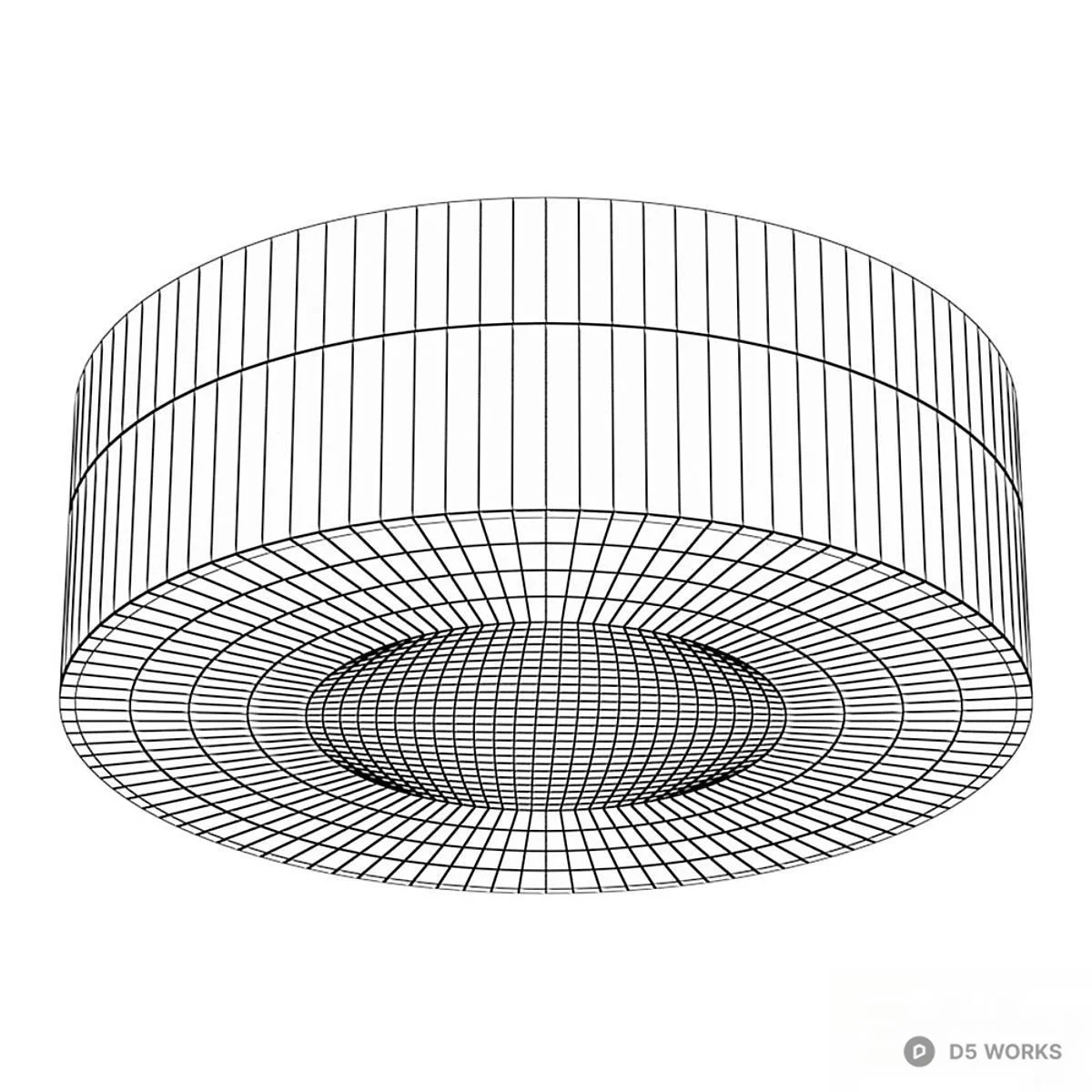 Wood Trim Flush Mount Ceiling Light 3d model thumbnail 6