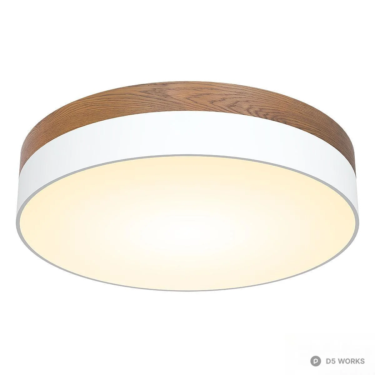 Wood Trim Flush Mount Ceiling Light 3d model thumbnail 2