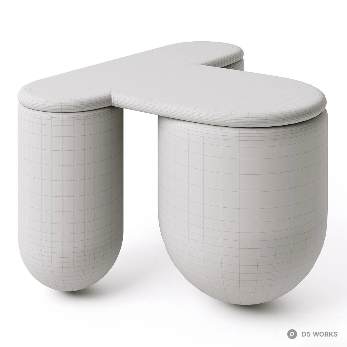 Organic Form Wood Grain Side Table 3d model thumbnail 4