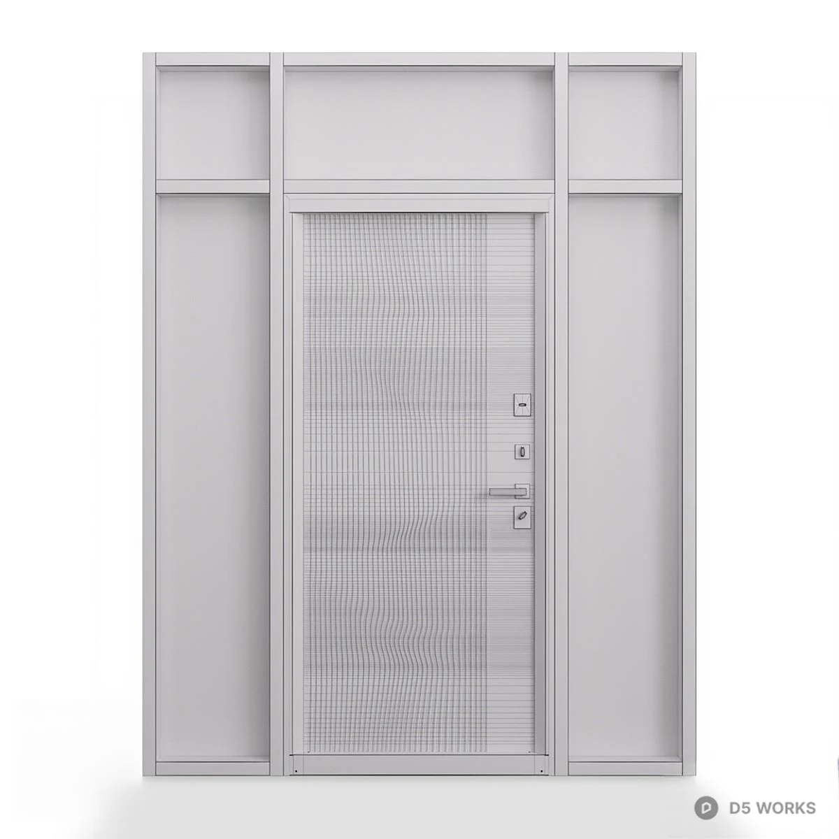Matte Black Pivot Door With Frosted Glass Panels 3d model thumbnail 4
