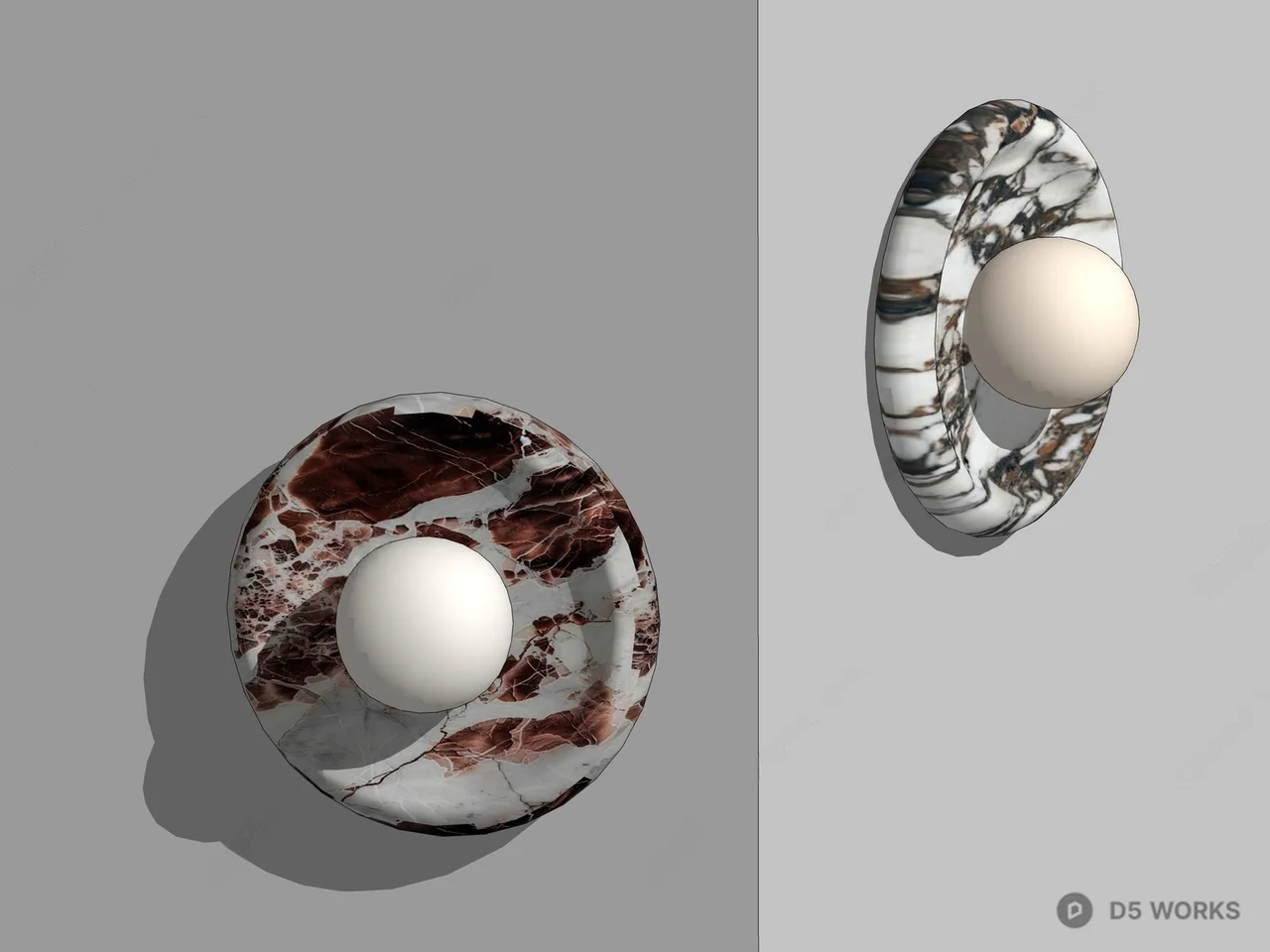 Marble Base Wall Lamp 3d model thumbnail 2