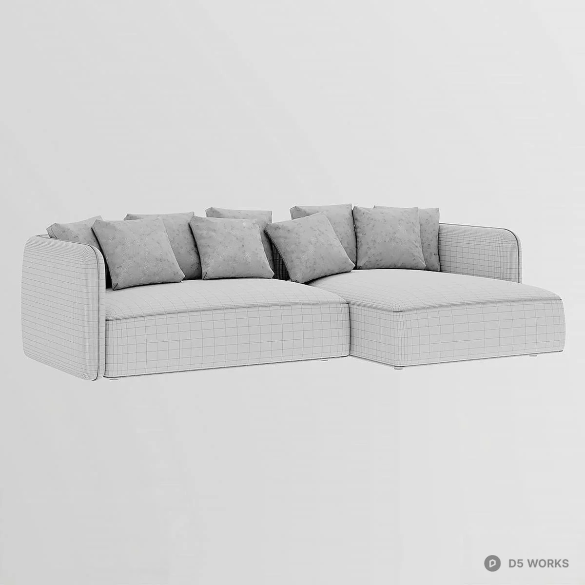 Textured Modular Sectional Sofa 3d model thumbnail 3
