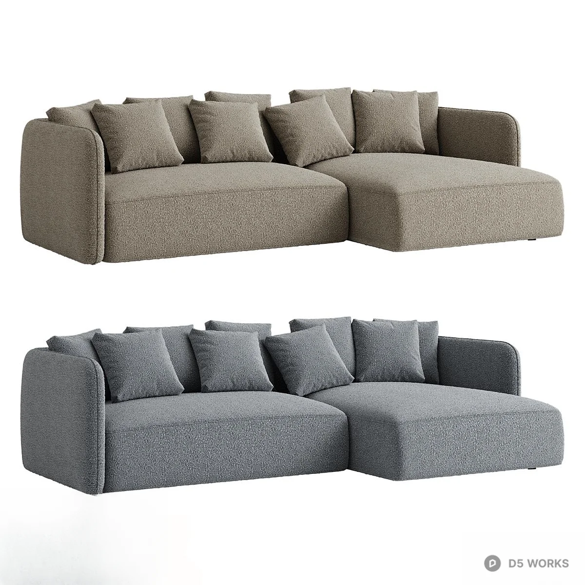 Textured Modular Sectional Sofa 3d model thumbnail 2